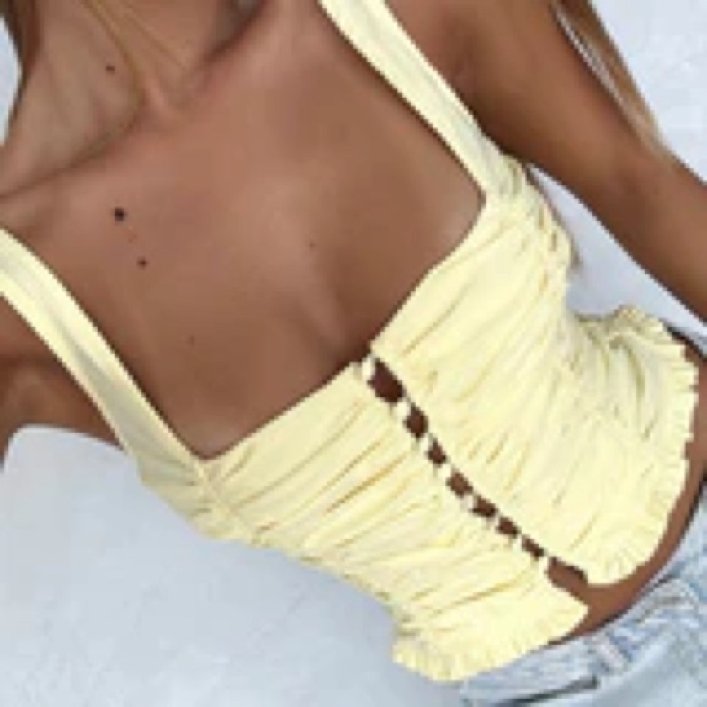 Yellow Ruched Women’s Bustier Top. NWT L